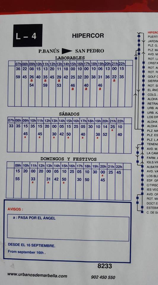 13th - bus timetable